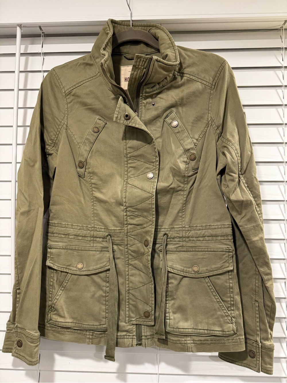 Hollister Olive Green Utility Jacket with Drawstring Waist